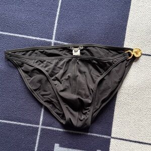 Versace Black Swim Bottom with Gold Accent